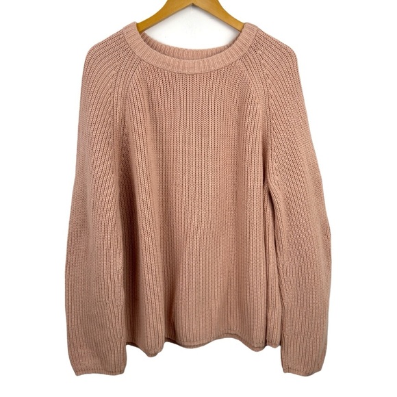 Jenni Kayne Fisherman Knit Sweater In Blush Cotton Oversized Ribbed Crewneck XXL - Picture 7 of 16